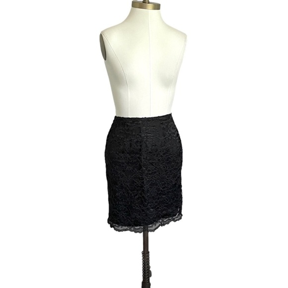 Vintage Black Lace Lined Pencil Skirt - 4/6, 26-27" - Picture 8 of 9